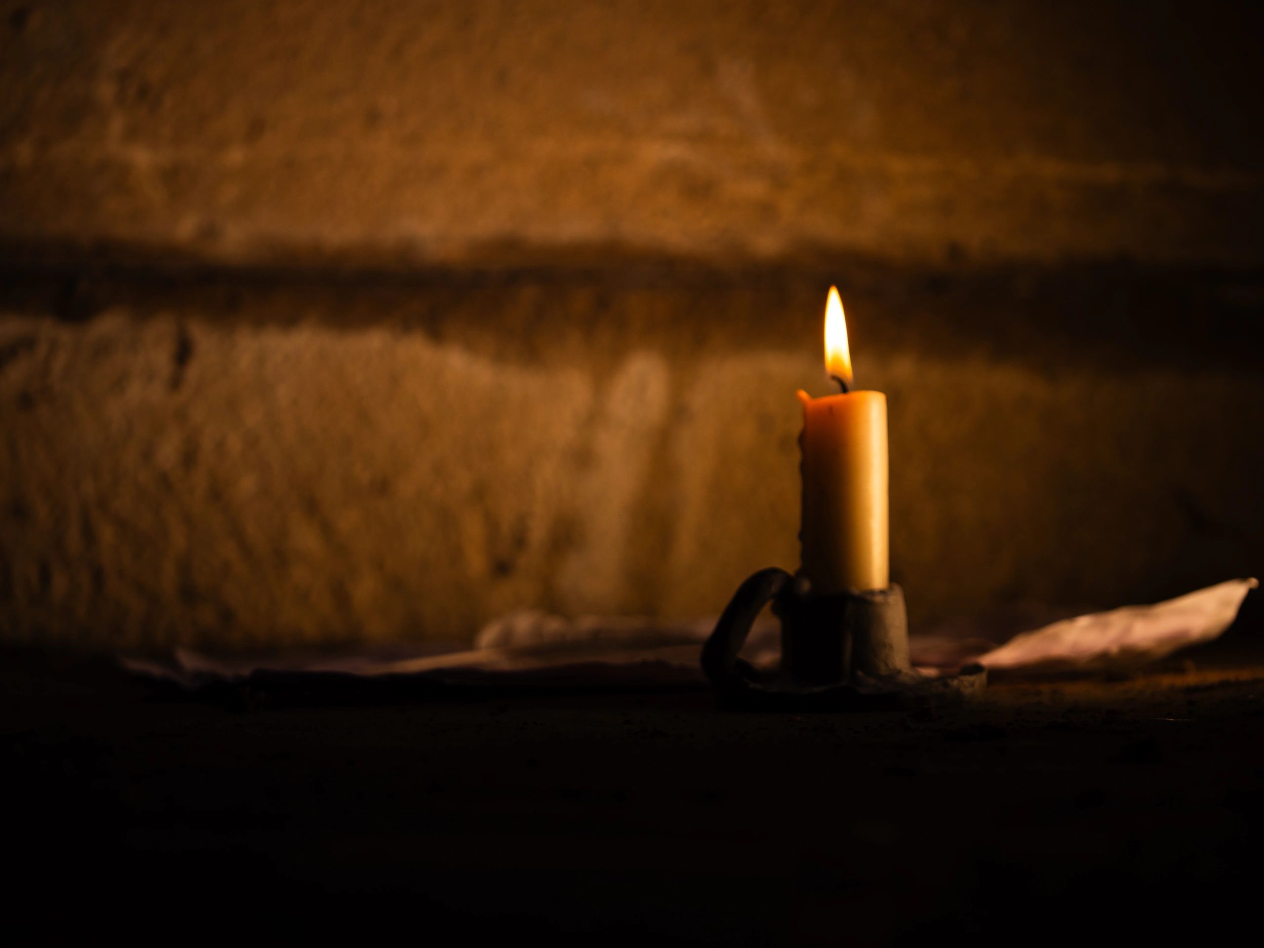 Parchment paper by candlelight for reflective spiritual study